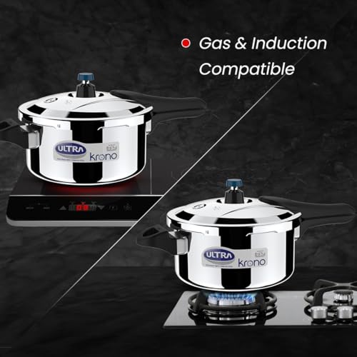 Ultra Triply Krono Pressure Cooker 4.5 Litre | Whistle Counter | Spillage Control | AISI 304 Food Grade Stainless Steel Cooker | 5 Years Warranty | 1.2 MM Lid Thickness | Induction Compatible - Image 4
