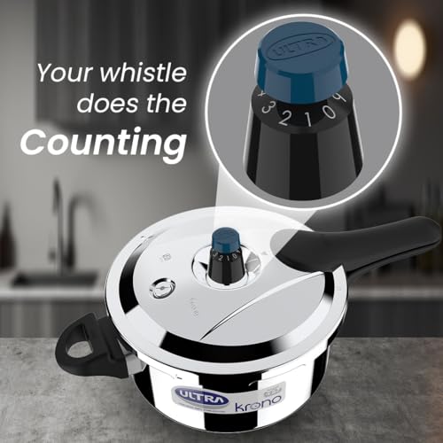 Ultra Triply Krono Pressure Cooker 4.5 Litre | Whistle Counter | Spillage Control | AISI 304 Food Grade Stainless Steel Cooker | 5 Years Warranty | 1.2 MM Lid Thickness | Induction Compatible - Image 3