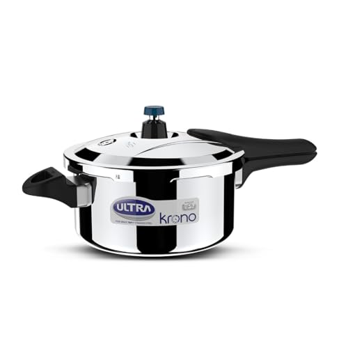 Ultra Triply Krono Pressure Cooker 4.5 Litre | Whistle Counter | Spillage Control | AISI 304 Food Grade Stainless Steel Cooker | 5 Years Warranty | 1.2 MM Lid Thickness | Induction Compatible - Image 1