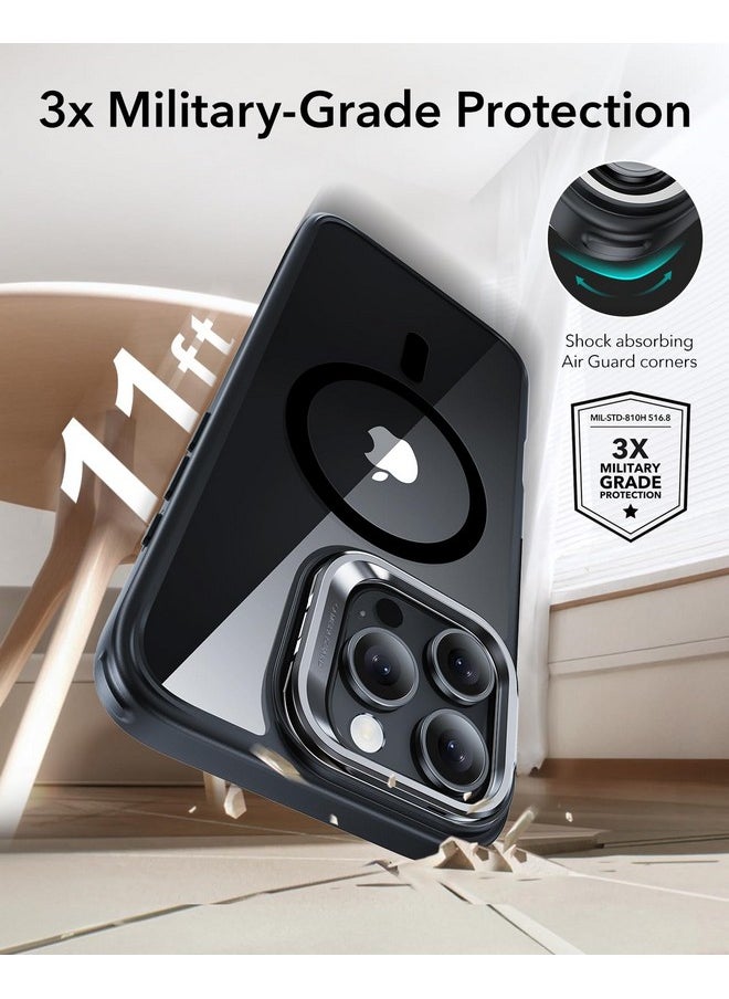 ESR - ESR for iPhone 16 Pro Case, Compatible with MagSafe, Military-Grade Protective Case, Built-in Stash Stand Phone Case, Supports Angles Up to 85°, Classic Series, Clear Black - Image 1