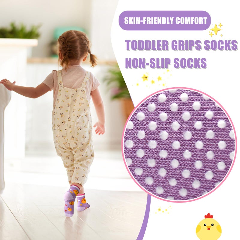 HYCLES Anti Slip Toddler Socks, 12 Pairs Non-Skid Cotton Grip Kid Socks for 3-5T Kids Boy Girl - Image 4