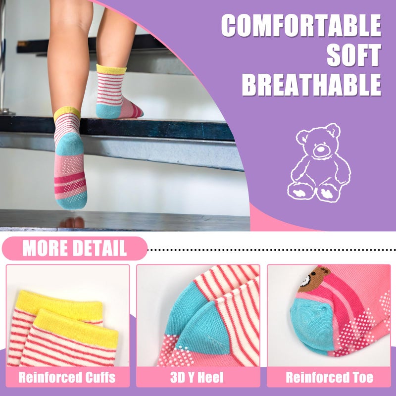 HYCLES Anti Slip Toddler Socks, 12 Pairs Non-Skid Cotton Grip Kid Socks for 3-5T Kids Boy Girl - Image 5