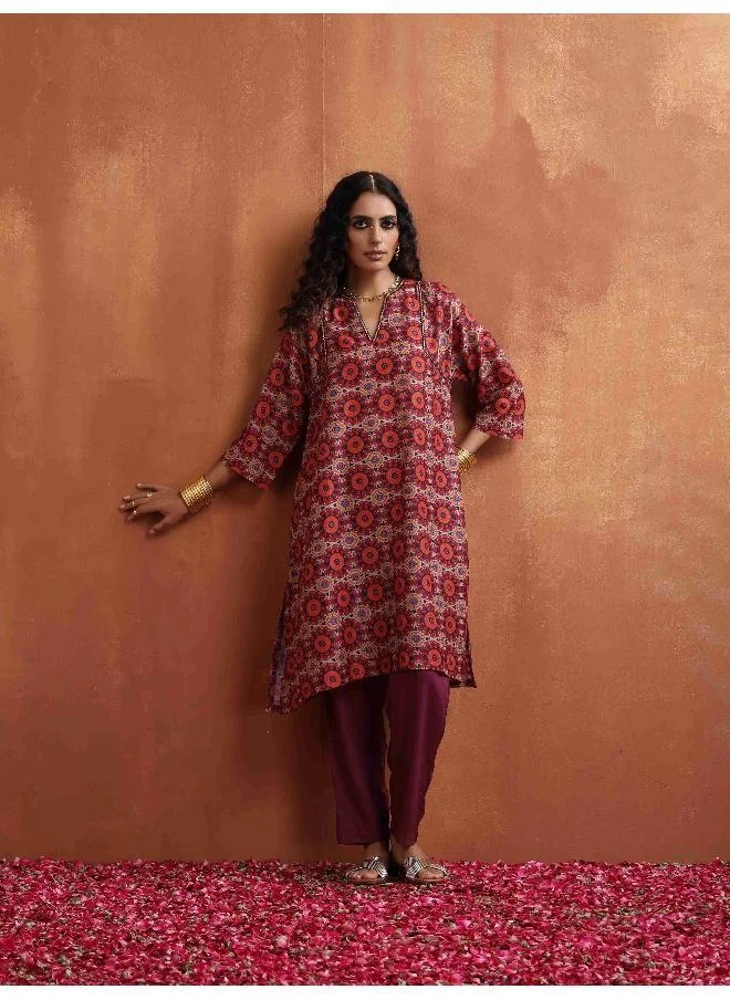 trueBrowns Beige Mandala Print Kurta Co-ord Set