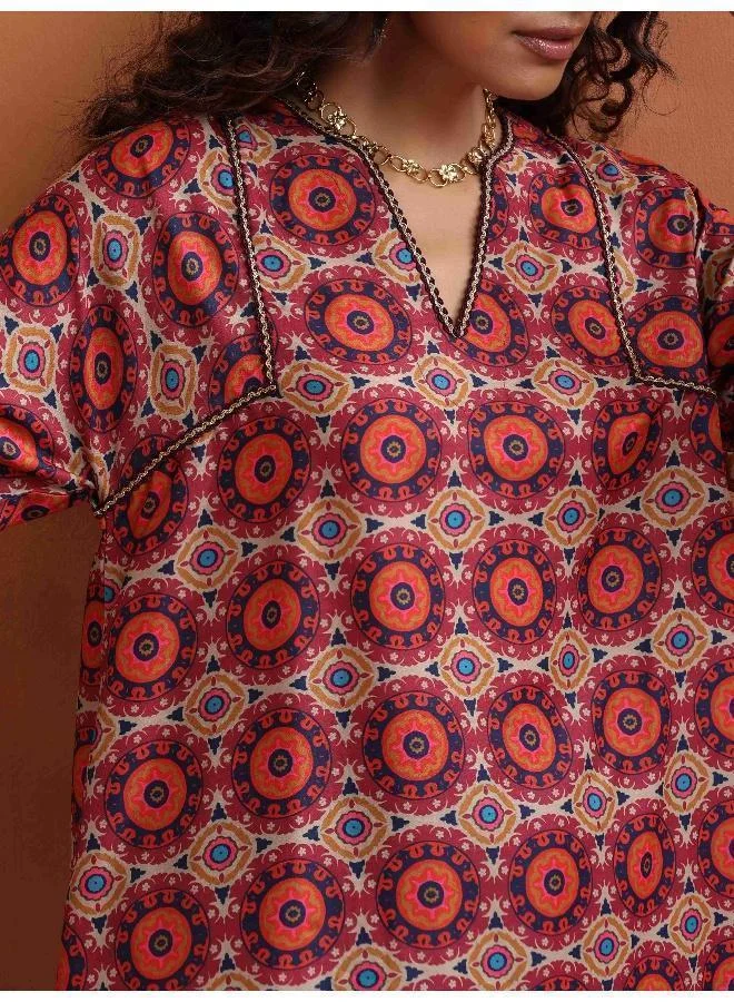 trueBrowns Beige Mandala Print Kurta Co-ord Set