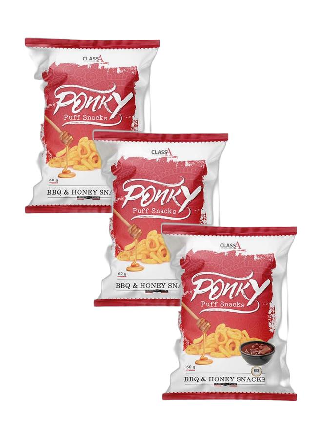 Ponky Bbq & Honey Snacks - 60 grams (Pack of 3) - Image 1