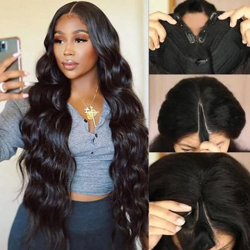 UNICE V Part Wigs Human Hair Body Wave Upgrade Glueless Human Hair VPart Clip in Wigs No Leave Out No Glue No Sewin Beginner Friendly 24 inch