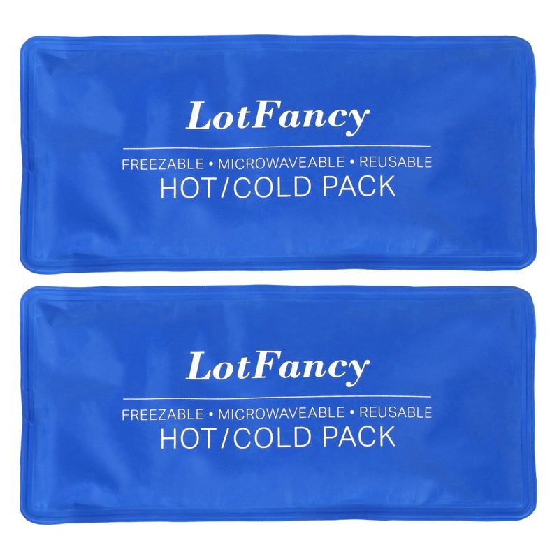 LotFancy Ice Pack for Injuries, Pack of 2, Reusable Hot Cold Pack for Therapy, Cooling or Heating Pad for First Aid, Back Shoulder Neck Head Feet Pain Relief, 11 x 5 Inches - Image 1