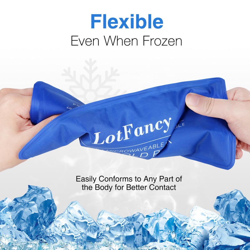 LotFancy Ice Pack for Injuries, Pack of 2, Reusable Hot Cold Pack for Therapy, Cooling or Heating Pad for First Aid, Back Shoulder Neck Head Feet Pain Relief, 11 x 5 Inches - Image 4