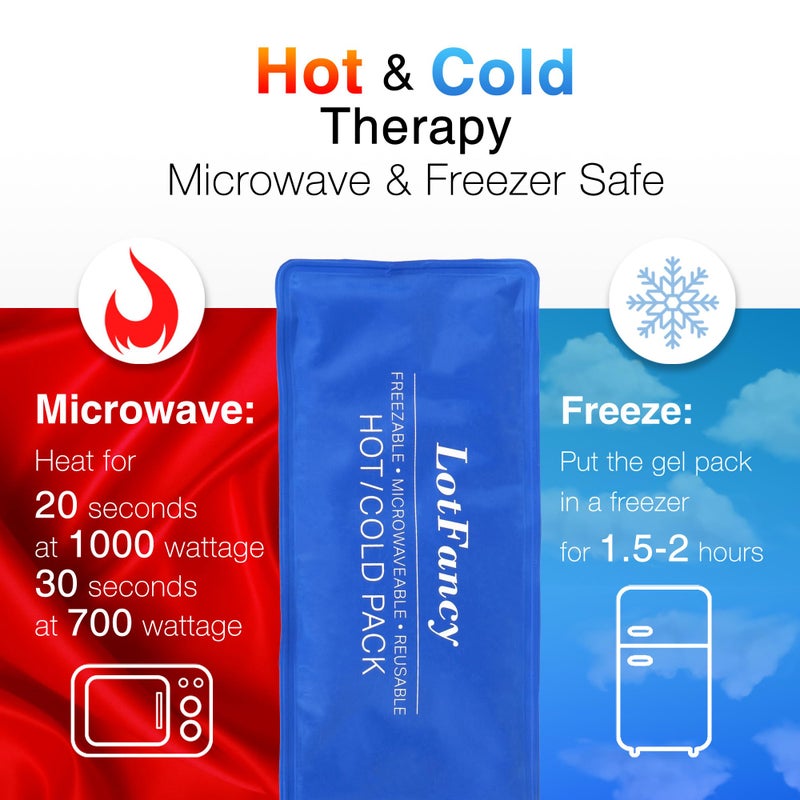 LotFancy Ice Pack for Injuries, Pack of 2, Reusable Hot Cold Pack for Therapy, Cooling or Heating Pad for First Aid, Back Shoulder Neck Head Feet Pain Relief, 11 x 5 Inches - Image 5