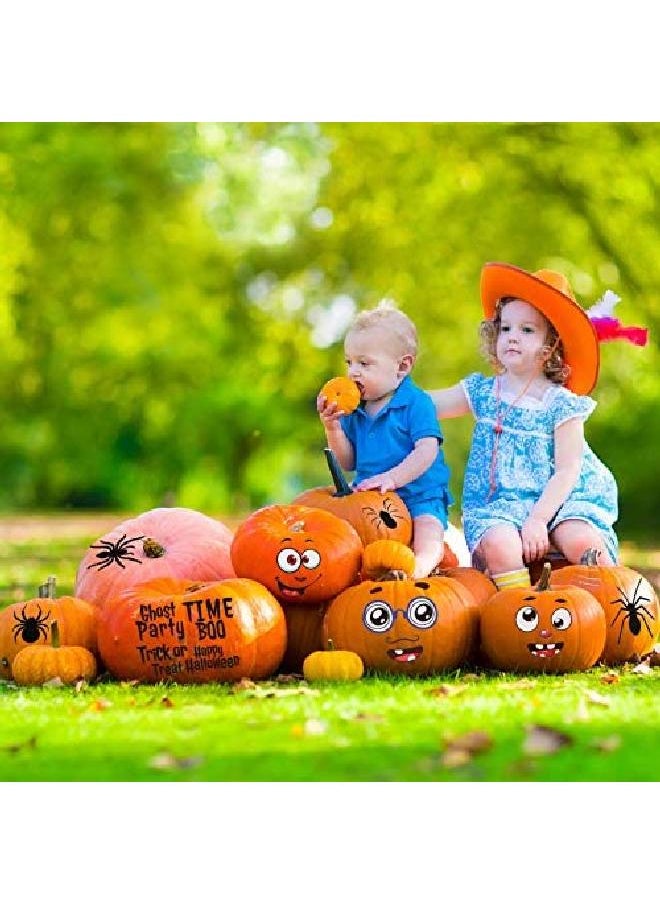 Outus - 60 Pieces Halloween Pumpkin Stickers Jack O Lantern Pumpkin Decorating Face Stickers For Halloween Trick Or Treat Party Favors Decorations - Image 1