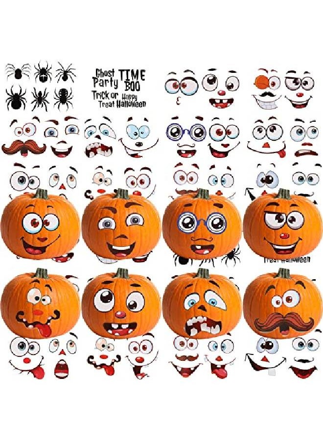 Outus - 60 Pieces Halloween Pumpkin Stickers Jack O Lantern Pumpkin Decorating Face Stickers For Halloween Trick Or Treat Party Favors Decorations - Image 1