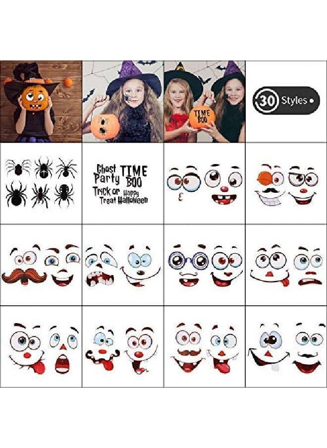 Outus - 60 Pieces Halloween Pumpkin Stickers Jack O Lantern Pumpkin Decorating Face Stickers For Halloween Trick Or Treat Party Favors Decorations - Image 1