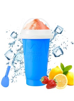 Generic Slushy Cup Slushie Cup, Quick Frozen Magic Squeeze Cup, Double Layer Squeeze Slushy Maker Cup, For Kids Homemade Summer DIY Milk Shake Ice Cream Maker(Blue)  - Image 1