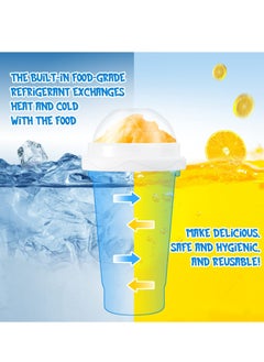 Generic Slushy Cup Slushie Cup, Quick Frozen Magic Squeeze Cup, Double Layer Squeeze Slushy Maker Cup, For Kids Homemade Summer DIY Milk Shake Ice Cream Maker(Blue)  - Image 2