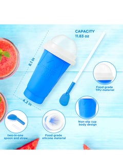 Generic Slushy Cup Slushie Cup, Quick Frozen Magic Squeeze Cup, Double Layer Squeeze Slushy Maker Cup, For Kids Homemade Summer DIY Milk Shake Ice Cream Maker(Blue)  - Image 5