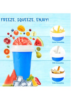 Generic Slushy Cup Slushie Cup, Quick Frozen Magic Squeeze Cup, Double Layer Squeeze Slushy Maker Cup, For Kids Homemade Summer DIY Milk Shake Ice Cream Maker(Blue)  - Image 3