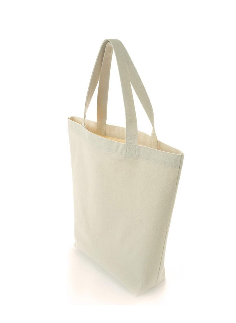 Eco-neutral Cotton Canvas Tote Bags Burlap Tote, Reusable Grocery Shopping Bag, Wholesale Bulk For Diy Crafts, Advertising, Print, Promotion Gifts Beach Bag - 6 Pack, Ivory - Image 3