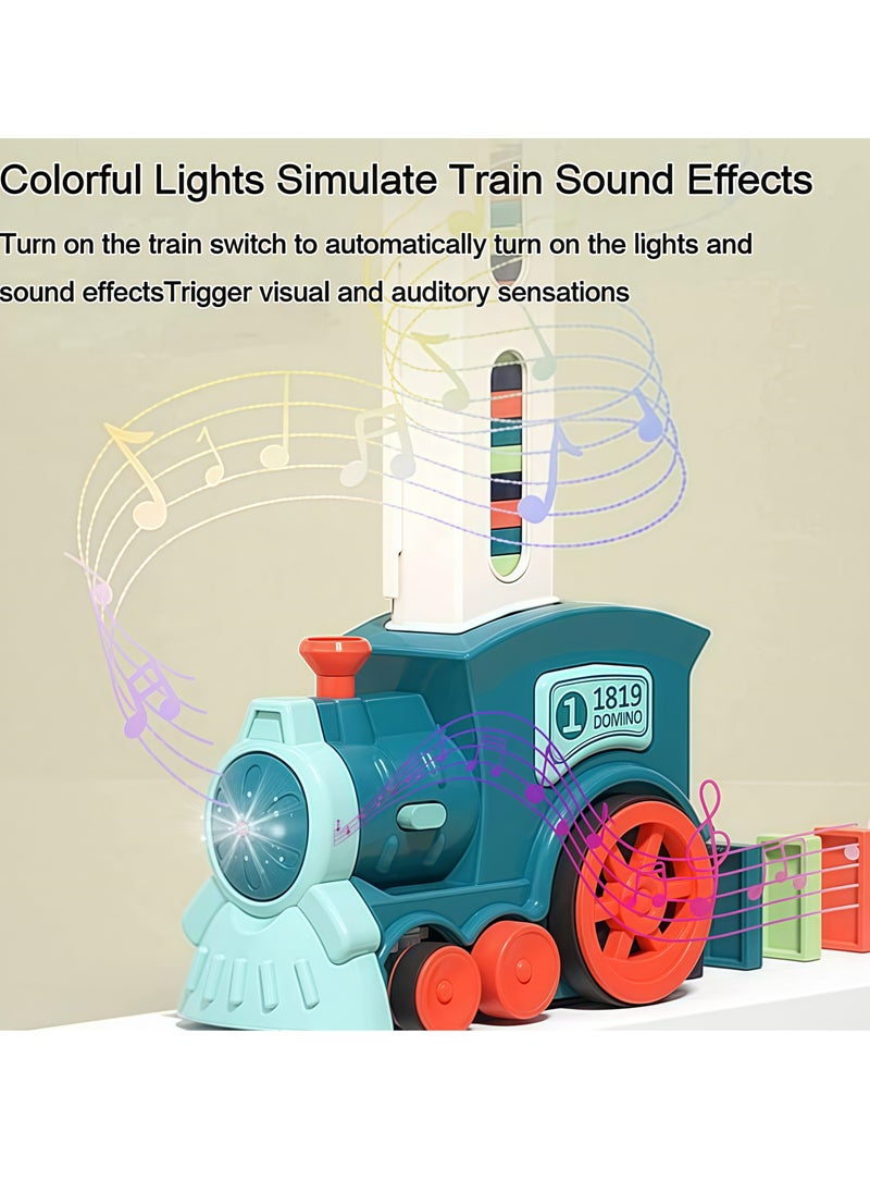 Beauenty Blocks Set, Domino Train Toy Set, Kids Domino Train with 100 pcs Colorful Blocks and Simulated Train Sound, Automatic Laying Domino Brick Colorful Dominoes Blocks Game Educational DIY Toy Gift  - Image 3