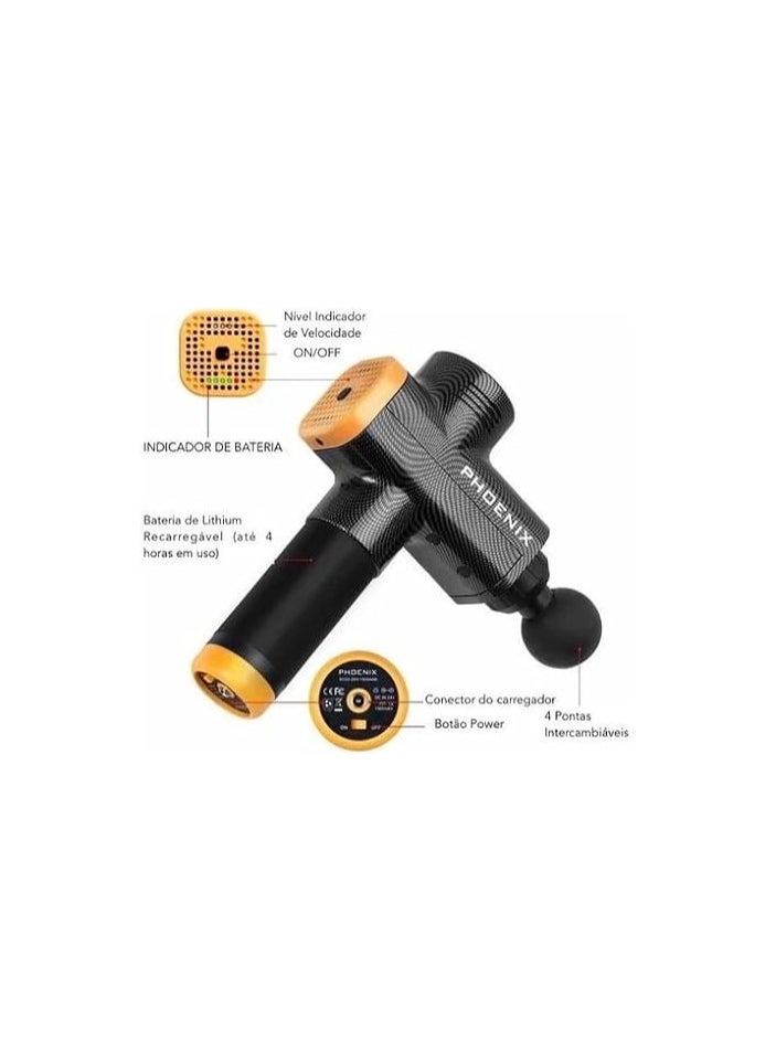 Phoenix - KORABA Professional Phoenix Massager Gun, Phoenix A2 Massager, SHIPPING FROM BRAZIL, 3 Speeds and 6 Massage Heads - Image 1