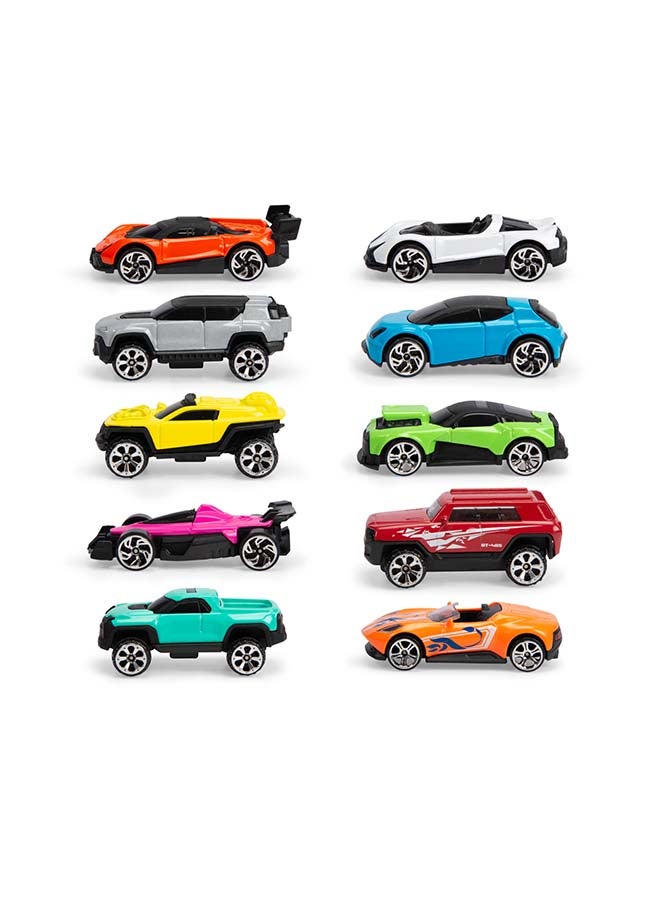 Dickie Toys - Large toy car set with 10 cars (each 7 cm) - 10 small model cars made of metal with freewheel, car toy for children from 3 years - Image 4