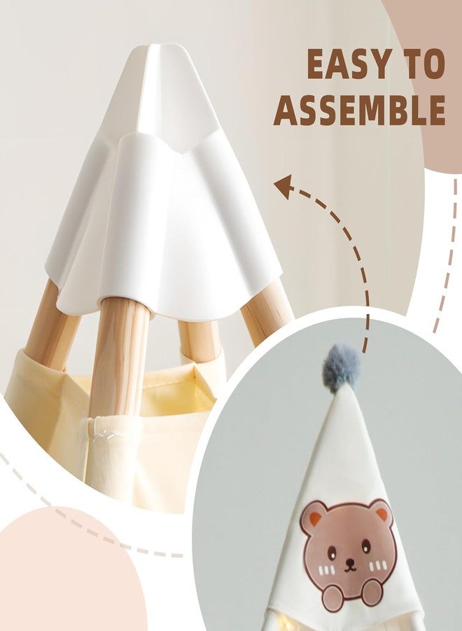 رونجفا خيمة رونغفا للأطفال مع حصيرة وقبعة كرتونية وأضواء وحقيبة حمل، بيت لعب من قماش قطني طبيعي، خيمة لعب محمولة للأطفال للاستخدام الداخلي والخارجي، قابلة للغسل والطي - Image 4