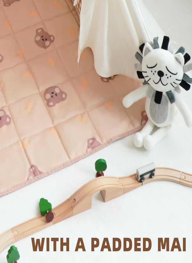 رونجفا خيمة رونغفا للأطفال مع حصيرة وقبعة كرتونية وأضواء وحقيبة حمل، بيت لعب من قماش قطني طبيعي، خيمة لعب محمولة للأطفال للاستخدام الداخلي والخارجي، قابلة للغسل والطي - Image 5