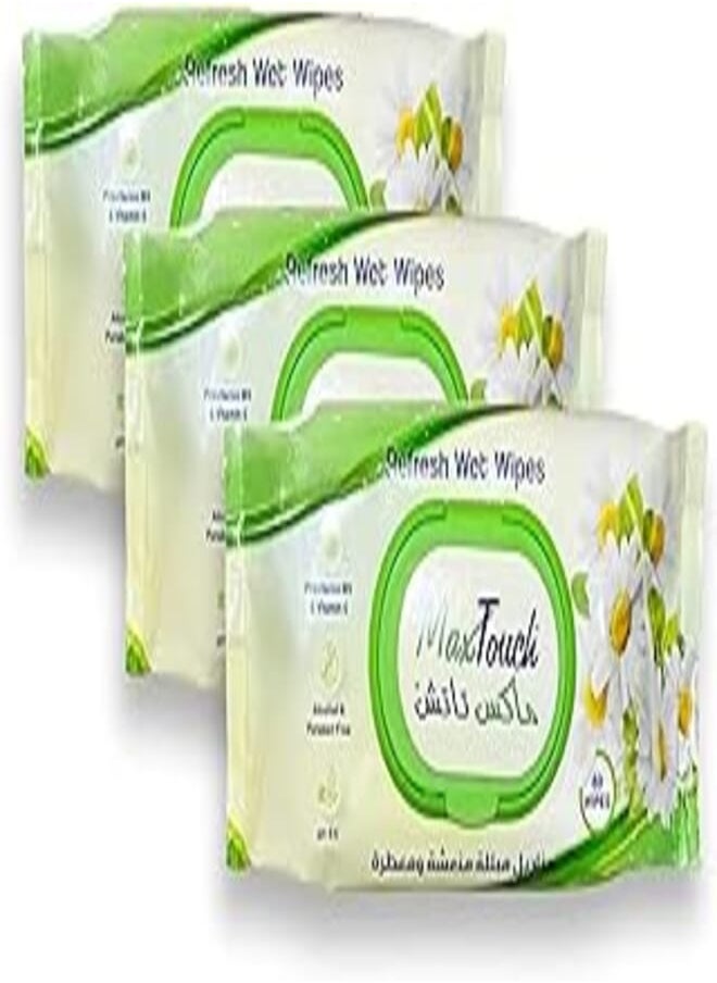 Max Touch MaxTouch Wet Wipes (3 Packs Refreshing Wipes - 80 Wipes Per Pack) 