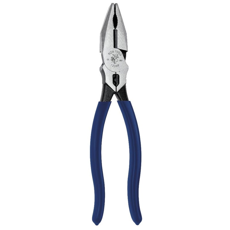 Klein Tools 12098 High Leverage Universal Lineman Combination Pliers with Crimping Die Toothed Pipe Grip Induction Hardened Knives 8Inch