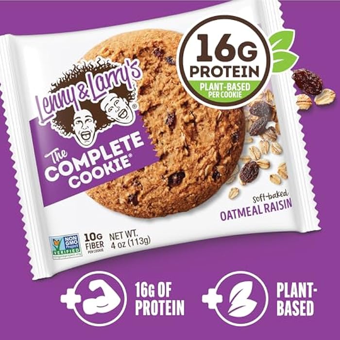 Lenny & Larry's كوكيز ليني ولاري الكاملة، زبيب الشوفان، 16 جرام بروتين نباتي، نباتي، غير معدل وراثيًا، 4 أونصة (عبوة من 12)  - Image 3