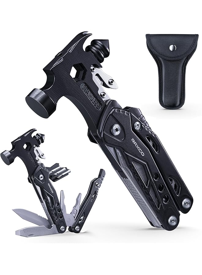 18 In 1 Multitool Claw Hammer Pliers Belt Cutter & Safety Glasses Breaker - Image 1
