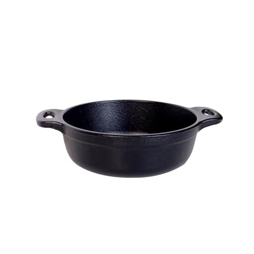 VICTORIA Premium 5.5" Mini Round Cast Iron Casserole Dish with Glass Lid – Pre-Seasoned for Even Heat Distribution & Retention, Durable Double Loop Handles, Stove to Table Elegance - Image 2