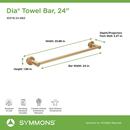 Symmons 353TB-24-BBZ Dia 24 in. Wall-Mounted Towel Bar in Brushed Bronze - Image 2