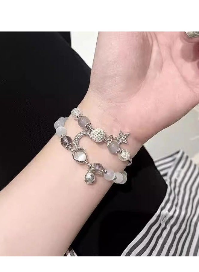 Starry Moon Crystal Chain Cat's Eye Stone Pure Handmade Sport  Power Watch Band AppleWatch Fine Flash Suitable Apple Watch Band S7/8/9E 44mm - Image 3