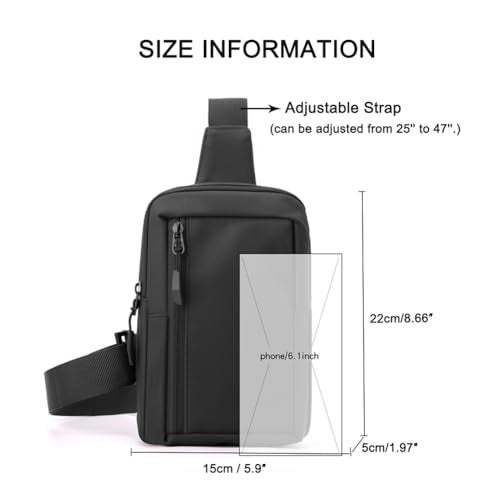 Sireck Crossbody Bag,Cross Body Fanny Packs for Men Women Trendy,Black Small Sling Bag Phone Chest Bag for Workout Running Traveling Hiking (Black) - Image 3