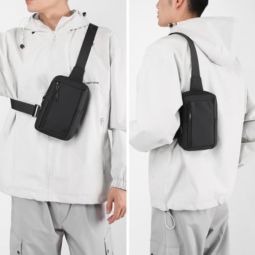 Sireck Crossbody Bag,Cross Body Fanny Packs for Men Women Trendy,Black Small Sling Bag Phone Chest Bag for Workout Running Traveling Hiking (Black) - Image 2