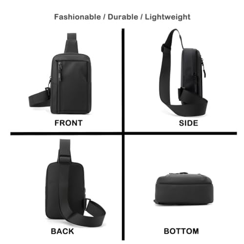 Sireck Crossbody Bag,Cross Body Fanny Packs for Men Women Trendy,Black Small Sling Bag Phone Chest Bag for Workout Running Traveling Hiking (Black) - Image 4