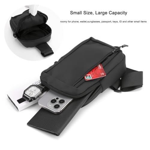 Sireck Crossbody Bag,Cross Body Fanny Packs for Men Women Trendy,Black Small Sling Bag Phone Chest Bag for Workout Running Traveling Hiking (Black) - Image 5