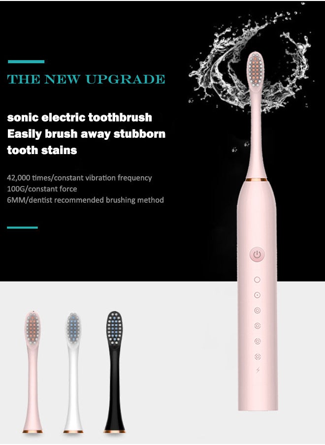VOGMAX Electric Toothbrushes Adult Soft-bristle household rechargeable waterproof couple toothbrush head set pink  - Image 2