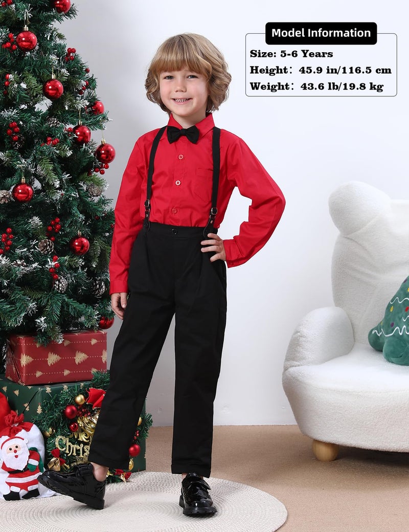 A&J Design Toddler Boy Valentines Day Outfit Baby Christmas Easter Wedding Formal Dress Suit 2-3T Red Black - Image 2