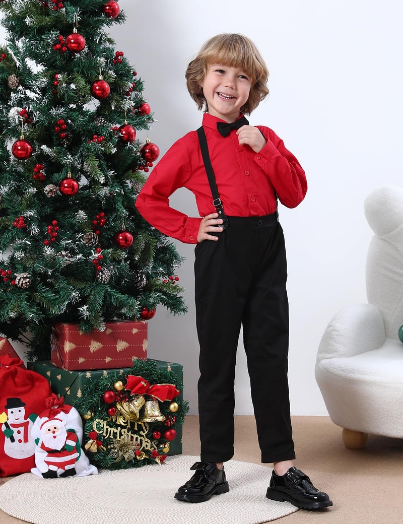 A&J Design Toddler Boy Valentines Day Outfit Baby Christmas Easter Wedding Formal Dress Suit 2-3T Red Black - Image 3