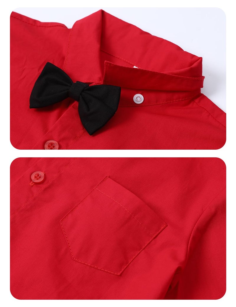 A&J Design Toddler Boy Valentines Day Outfit Baby Christmas Easter Wedding Formal Dress Suit 2-3T Red Black - Image 4