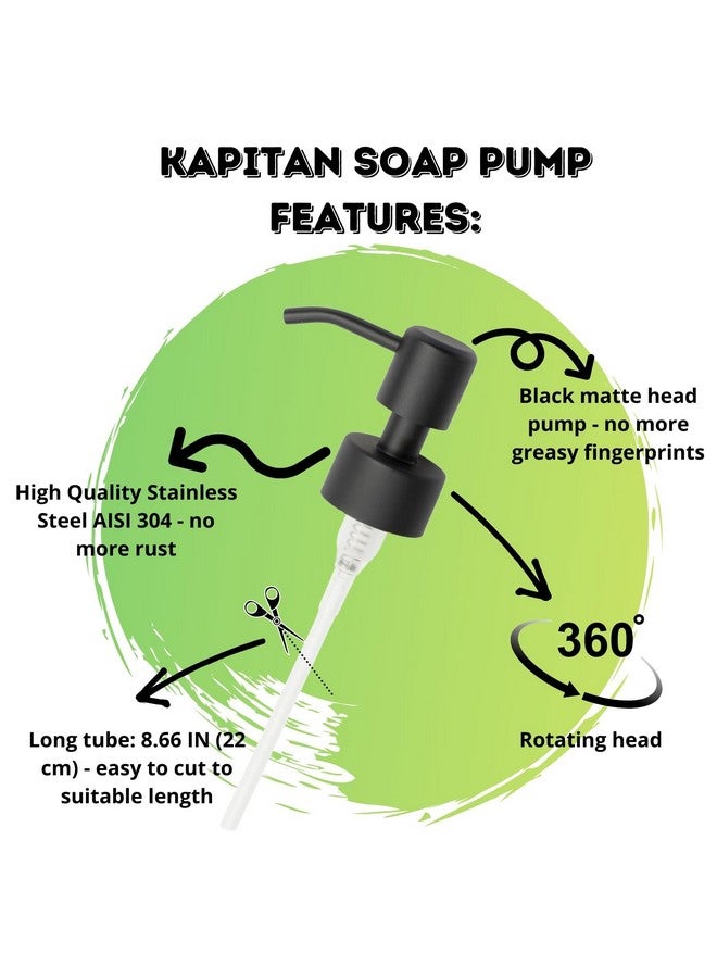 Kapitan Soap Dispenser Pump Replacement Head Black Spare Stainless Steel 28Mm Brushed Finish - Image 2