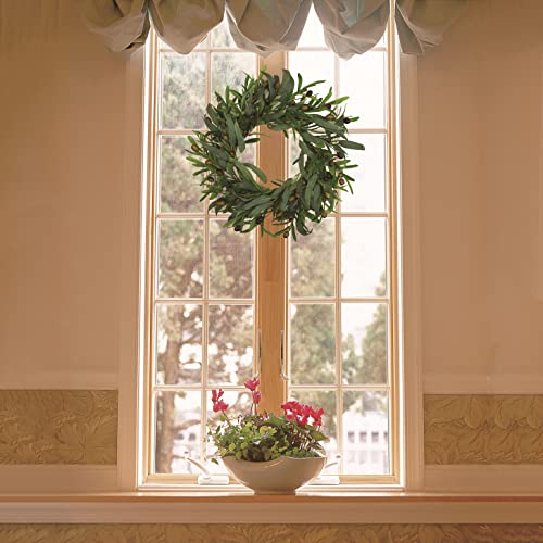 AMF0RESJ 20 inches Artificial Green Olive Wreath Greenery Wreath with Olive Leaves, Bean for Front Door Indoor Outdoor Farmhouse Home Wall Window Festival Wedding Decor, White Gift Box Included - Image 4