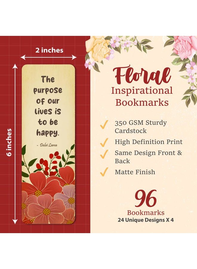 Only Zest Bookmarks for Women, 96 Pack of Inspirational Bookmarks, Book marks for Reading, Bookmarks for Book Lovers Motivational Bookmarks, Book Markers for Reading, Bulk Bookmarks (Floral) - Image 2