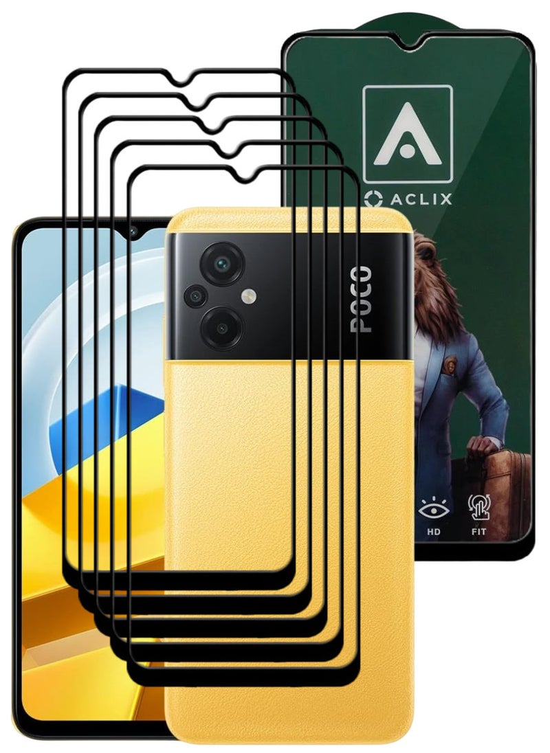 ACLIX 5 Pieces Antistatic ESD Dustproof Premium Quality High Definition Tempered Glass Screen Protector Designed For Xiaomi Poco M5 - Image 1