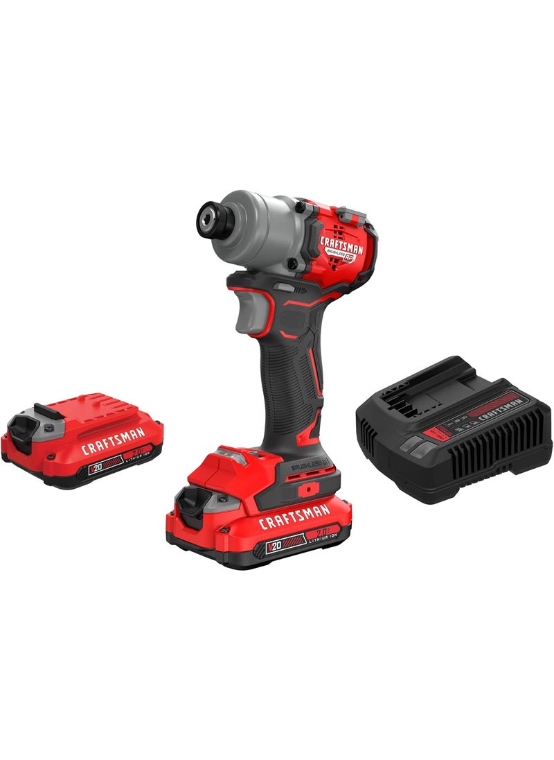 CRAFTSMAN CRAFTSMAN V20 14 Inch Cordless Impact Driver Kit with 2 Batteries and Charger CMCF830D2  - Image 1