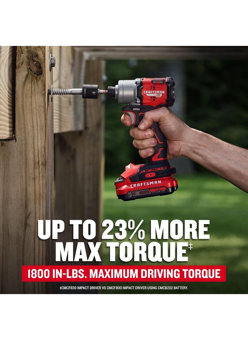 CRAFTSMAN CRAFTSMAN V20 14 Inch Cordless Impact Driver Kit with 2 Batteries and Charger CMCF830D2  - Image 4