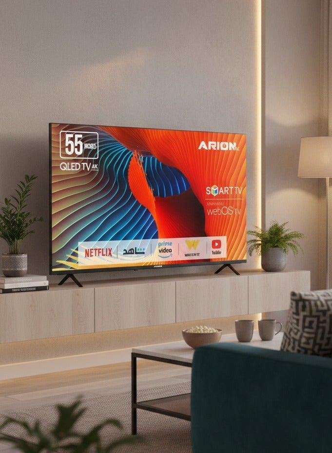 أريون تلفزيون 55 بوصة الذكي 4K UHD QLED – نظام WebOS Hub،WebOs, تقنية ThinQ AI، تصميم بدون حواف، نظام صوت Dolby Audio،، بلوتوث وواي فاي – موديل AR-55 WOS (55DF2) - Image 2