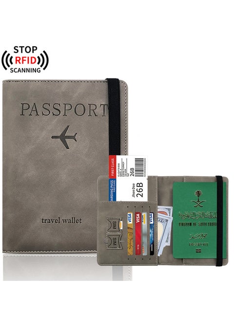 RFID Blocking Passport Holder Travel Wallet Leather Surface Multi Functional Wallet