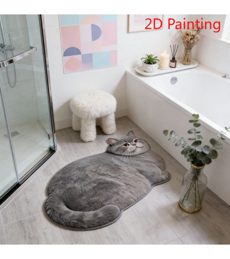 Irregular Shaped Faux Imitation Cashmere Pet Cat Rug In P 626 F Color 19 69 31 5 Inch Size Machine Washable Anti Slip Mat For Bedroom Living Room Entryway Decor - Image 4